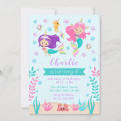 ユニコーンメルメイド誕生日ライトスキントーン 招待状 (正面)