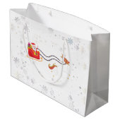 ユニコーンモダンガーリーサンタスノーフレーク名クリスマス ラージペーパーバッグ (裏面アングル)