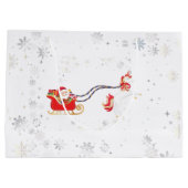 ユニコーンモダンガーリーサンタスノーフレーク名クリスマス ラージペーパーバッグ (裏面)