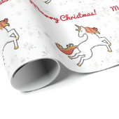 ユニコーンモダングリッタースノーフレークメリークリスマス  ラッピングペーパー (ロールコーナー)