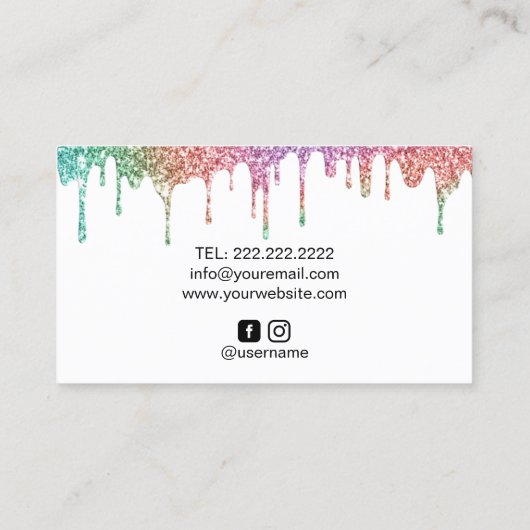 ユニコーンモダングリッタードリップスパステルホログラフィルクス 名刺 (裏面)