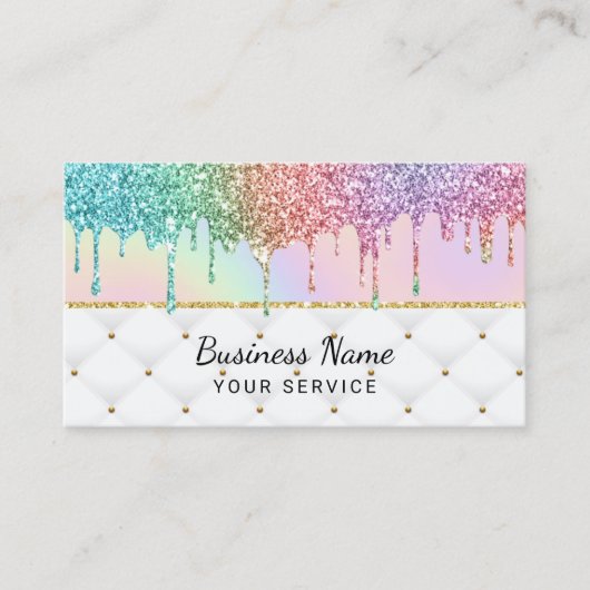 ユニコーンモダングリッタードリップスパステルホログラフィルクス 名刺 (正面)