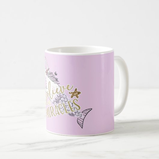 ユニコーンモダンマーメイド信じトレンディーin奇跡 コーヒーマグカップ (正面右)