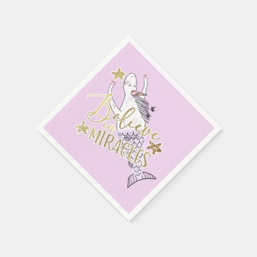 ユニコーンモダンマーメイド信じトレンディーin奇跡 スタンダードカクテルナプキン (角)