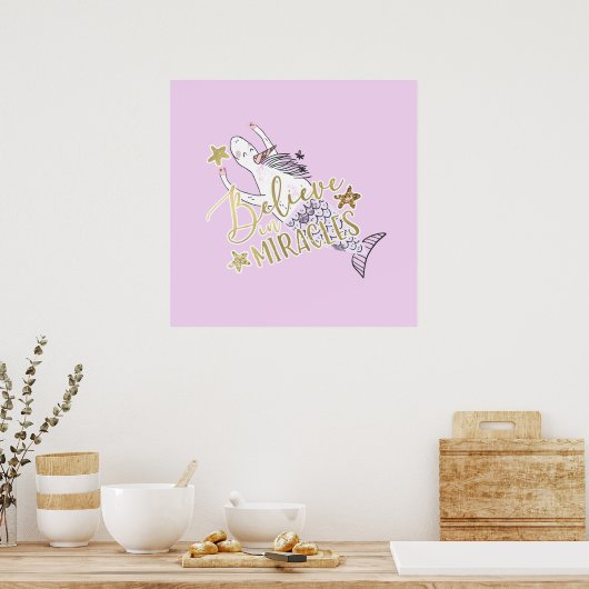 ユニコーンモダンマーメイド信じトレンディーin奇跡 ポスター (キッチン)
