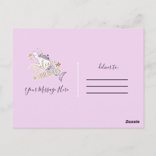 ユニコーンモダンマーメイド信じトレンディーin奇跡 ポストカード (裏面)