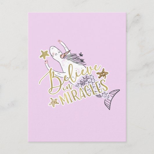 ユニコーンモダンマーメイド信じトレンディーin奇跡 ポストカード (正面)