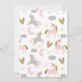 ユニコーンモダンミュートされたピンクの誕生日1 招待状 (裏面)