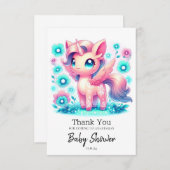 ユニコーンモダン赤ちゃんシャワー サンキューカード (正面/裏面)