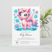 ユニコーンモダン赤ちゃんシャワー 招待状 (スタンド正面)