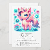 ユニコーンモダン赤ちゃんシャワー 招待状 (正面/裏面)