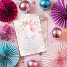 ユニコーンモダン&レインボーパステル誕生日