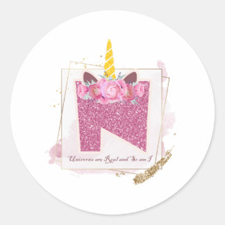 ユニコーンモノグラムカスタムNステッカー ラウンドシール