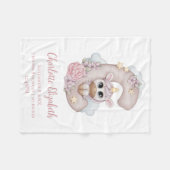 ユニコーンモノグラム文字Cピンクベビーガールギフト フリースブランケット (正面(横))