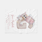 ユニコーンモノグラム文字Gピンクベビーガールギフト フリースブランケット (正面(横))