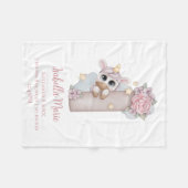 ユニコーンモノグラム文字Iピンク赤ちゃん女の子ギフトバブ フリースブランケット (正面(横))