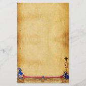 ユニコーンモノグラム茶色フローラ羊皮紙 便箋 (裏面)