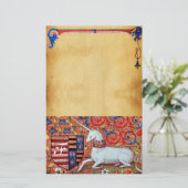 ユニコーンモノグラム茶色フローラ羊皮紙 便箋 (スタンド正面)