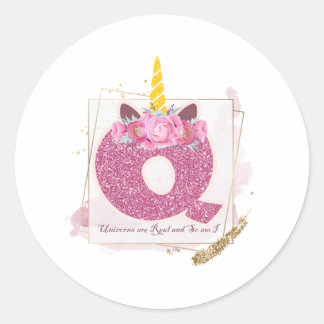 ユニコーンモノグラムQカスタムステッカー ラウンドシール