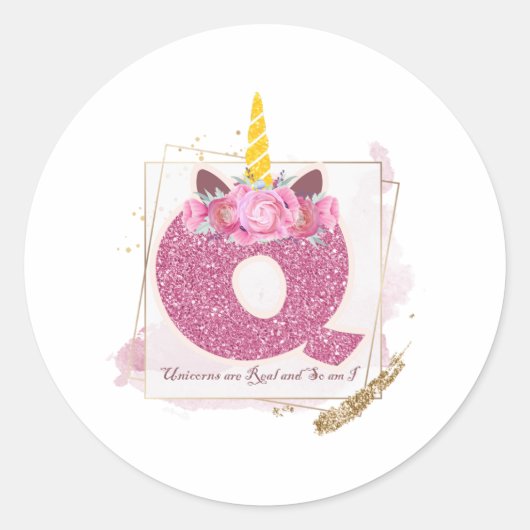 ユニコーンモノグラムQカスタムステッカー ラウンドシール (正面)