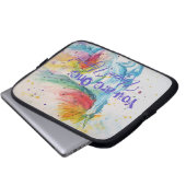 ユニコーンユニークだ!レインボーウォーターカラーアート ラップトップスリーブ (正面下部)