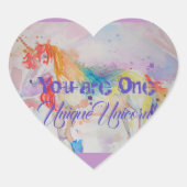 ユニコーンユニークだ！女の子ピンクのユニコーン ハートシール (正面)