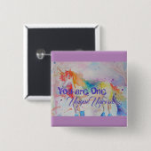 ユニコーンユニークだ！女の子ピンクのユニコーン 缶バッジ (正面&裏面)