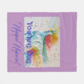 ユニコーンユニークだ！虹の水色 フリースブランケット (正面(横))