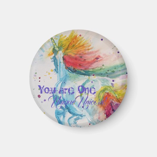 ユニコーンユニークだ！虹の水色 マグネット (正面)