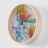 ユニコーンユニークだ!虹の水色 壁時計 (傾斜)