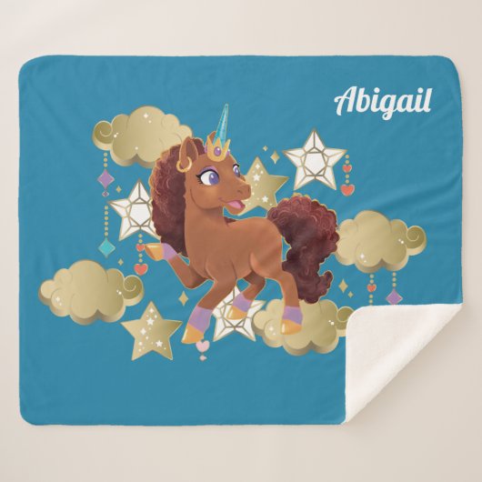 ユニコーンユニークの星と雲 シェルパブランケット (正面(横))
