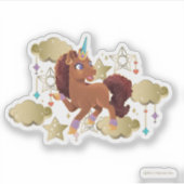 ユニコーンユニークの星と雲 シール (正面)