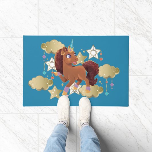 ユニコーンユニークの星と雲 ドアマット (室内)