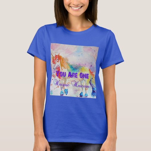 ユニコーンユニークパープルウォーター色の女性Tシャツ Tシャツ (正面)
