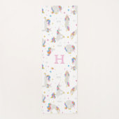 ユニコーンヨガおもしろいスマイルホワイトモノグラムお洒落 ヨガマット (正面)