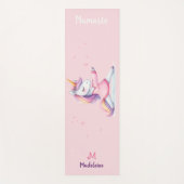 ユニコーンヨガポーズパステルピンクかわいい名前モノグラム ヨガマット (正面)