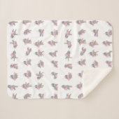 ユニコーンヨガポーズパターンデザイン シェルパブランケット (正面(横))