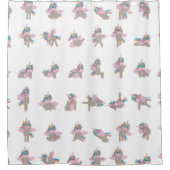 ユニコーンヨガポーズパターンデザイン シャワーカーテン (正面)