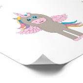 ユニコーンヨガポーズパターンデザイン ポスター (角)