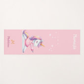 ユニコーンヨガポーズピンクおもしろいナマステ名モノグラム ヨガマット (正面(横))