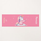 ユニコーンヨガポーズピンク赤面かわいい名前モノグラム ヨガマット (正面(横))