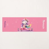 ユニコーンヨガポーズヨギピンクかわいい名前モノグラム ヨガマット (裏面(横))