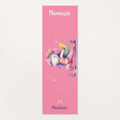 ユニコーンヨガポーズヨギピンクかわいい名前モノグラム ヨガマット (正面)