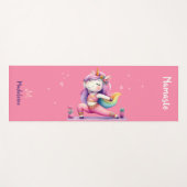 ユニコーンヨガポーズヨギピンクかわいい名前モノグラム ヨガマット (正面(横))