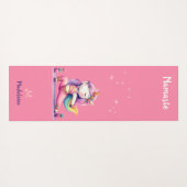 ユニコーンヨガポーズヨギピンクパープルネームモノグラム ヨガマット (裏面(横))