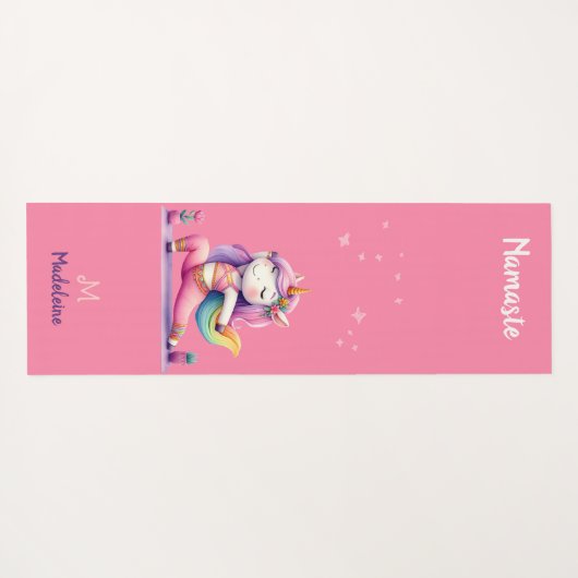 ユニコーンヨガポーズヨギピンクパープルネームモノグラム ヨガマット (裏面(横))