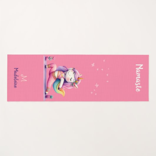 ユニコーンヨガポーズヨギピンクパープルネームモノグラム ヨガマット (正面(横))