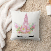 ユニコーンラッシュ顔ピンクフローラスパークガーリーリー クッション (ブランケット)