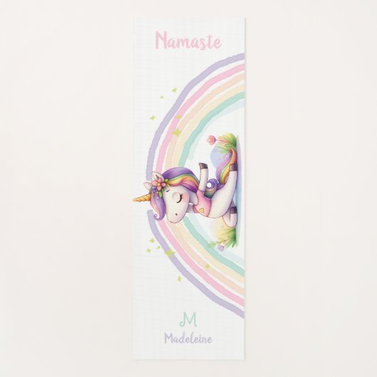 ユニコーンラバーズナマステヨガおもしろいかわいい名前モノグラム ヨガマット (正面)