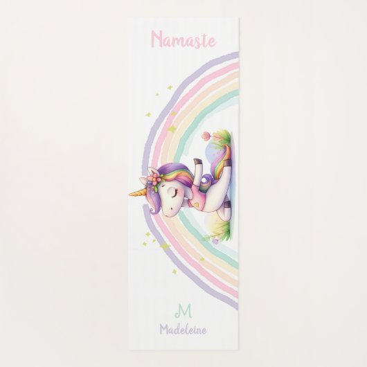 ユニコーンラバーズナマステヨガおもしろいかわいい名前モノグラム ヨガマット (裏面)